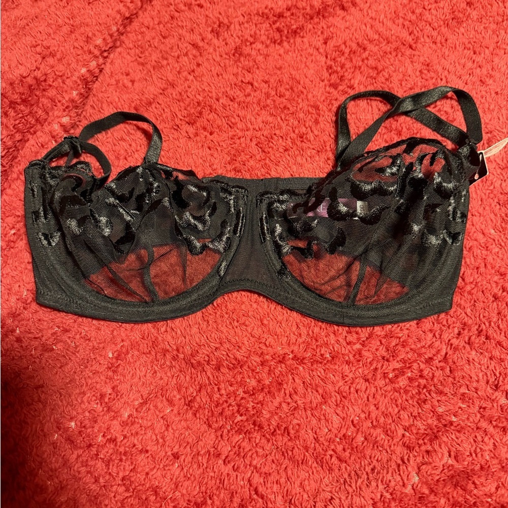 Adore Me Black Sheer Lace Bra‎